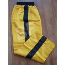 Yellow Satin Kickboxing Trouser with Black strip